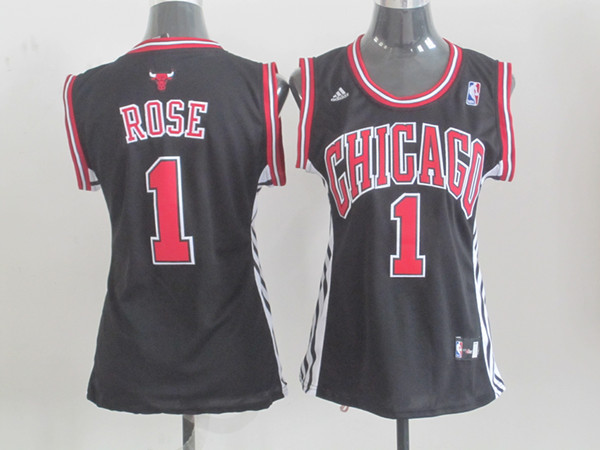  NBA Women Chicago Bulls 1 Derrick Rose Swingman Black Jerseys